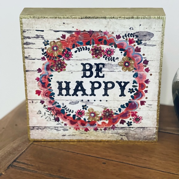 Natural Life, “Be Happy”, Wooden Art, NEW - Picture 2 of 3